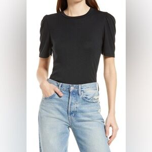 ❤️ Treasure & Bond Black Short Sleeve Puff Sleeve Top | Sz S
